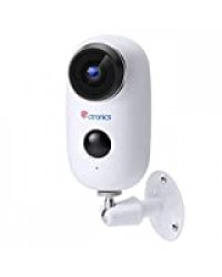 1080P Caméra de Surveillance sur Batteries Rechargeable WiFi Ctronics Caméra IP Solaire Extérieure sans Fil Détecteur de Mouvement PIR Audio Bidirectionnel Vision Nocturne IP65 Imperméable Fente SD