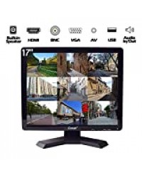 17 Pouces CCTV Moniteur, LCD HD Ecran de Video Surveillance, avec BNC/VGA/HDMI/AV Haut-Parleur Intégré USB Lecteur pour PC/DVD/Domicile/Magasin Caméra Système de Surveillance de la Sécurité(1280x1024)