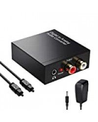 192Khz DAC Audio Convertisseur Numérique vers Analogique, Digital SPDIF Optique Coaxial vers Analogique Stéréo Audio L/R RCA pour PS3, Xbox, HD, DVD, PS4, Sky HD, Plasma, Blu-Ray, Amplificateurs AV