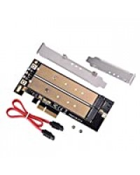 2 ports NGFF/M.2 B + M clé vers carte adaptateur PCI-E 4X SSD SATA vers PCI Express PCI-E, NGFF vers carte PCI-E, adaptateur SSD vers PCI-E, prend en charge le transfert de données jusqu'à 6,0 Gb/s