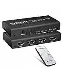 2 x 2 HDMI Splitter/Switcher,HDMI Switch Box/répartiteur HDMI avec télécommande IR et alimentation USB [prise en charge 3d Full HD 1080p HDCP 1.3] pour Apple TV Computer PS3/PS4 MacBook