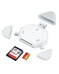 3 en 1 Lecteur de Carte SD, Lecteur de Carte mémoire SD pour iPhone, Lecteur de Carte de caméra USB 3.0 Trail Compatible avec iPhone/，OTG Android ，Mac Book，Ordinateur, Aucune Application nécessaire