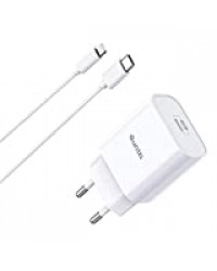 30W iPhone Chargeur Secteur Rapide Certifié MFi, 2M Câble C-Lightning, Quntis iPhone Adaptateur USB C Quick Charge iPhone SE 2020 12 11 Pro Max XS Max XR X 8 Plus Bloc Chargeur iPad Pro Mini 5 Samsung