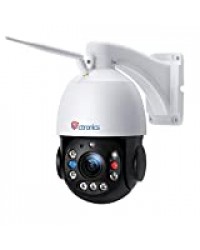 30X Zoom 5MP PTZ Caméra de Surveillance WiFi Extérieure Ctronics Caméra IP Suivi Automatique Détection Humaine Vision Nocturne 150M Rotation 355 °90° Alarme Sonore Audio Bidirectionnel Etanchéité IP66