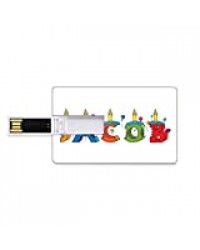 4 GB Clés USB à mémoire flash Jacob Stockage de bâton de mémoire de disque de la clé U de forme de carte de crédit bancaire Dessin animé coloré lettres de fête orthographe nom masculin fête d'annivers