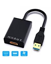 Adaptateur USB 3.0 vers HDMI, Ablewe Convertisseur USB 3.0/2.0 vers HDMI 1080P Full HD (mâle à Femelle) avec Audio pour Ordinateur Portable Projecteur HDTV Compatible avec Windows XP 7/8 / 8.1/10