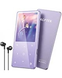 AGPTEK 16Go Haut-Parleur MP3 Bluetooth 5.0, 2,4 Pouces Lecteur Audio HiFi avec Boutons Tactiles, Baladeur MP4 en Métal avec Radio FM, Enregistreur Vocal, Supporte Carte SD Jusqu’à 128G, Violet