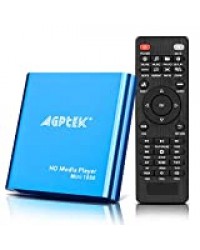 AGPTEK Mini 1080P Full HD Ultra HDMI Pour Lecteurs -MKV / RM- HDD USB, Lecteur multimédia HDMI avec Télécommande pour MP3, WMA, OGG, AAC, plate, Ape, AC3, DTS, Atra (Bleu)