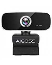 Aigoss Webcam 1080P Full HD avec Microphone Stéréo USB Streaming avec Grand Angle, pour Appels et Enregistrements Vidéo Compatible Youtube, Skype, FaceTime, Windows, Mac et Android