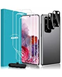 AloMit Protection Écran pour Galaxy S20 5G 6.2" [3+2 Pièces], 2 pièces Caméra Arrière Protecteur,Support Empreintes Digitales,Compatible Coque TPU Film Protection Écran pour Samsung Galaxy S20