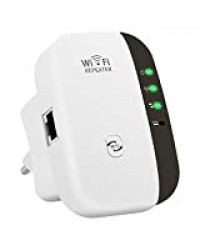 Amplificateur WiFi, 300 Mbps WiFi Répéteur 2.4G WiFi Extender Avoir AP/Répéteur et WPS Fonction, Compatible avec Toutes Les Box Internet, Couvrir Le Signal Jusqu’à 200 m²