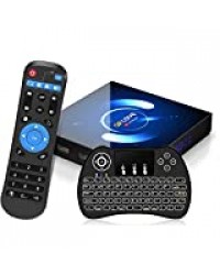 Android 10.0 TV Box avec Clavier QPLOVE 4 Go de RAM 32 Go de ROM H616 Quad Core CPU 2.4G 5G Dual WiFi Bluetooth 5.0 LAN Support 1080P H.265 4K Smart Android TV Box