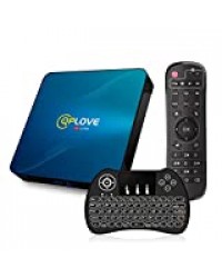 Android TV Box 10.0, QPLOVE Q8【4GB+128GB】 avec Mini Clavier Touchpad RK3318 Quad-Core 64bit 4K Ultra HD Smart TV Box Support Dual WiFi 2.4G/5GHz 100M LAN H.265 3D Bluetooth 4.0 Set Top Box