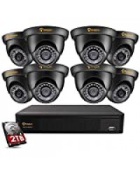 Anlapus 1080P 8CH 2TB H.265+ DVR Enregistreur 8PCS Caméra de Surveillance Extérieure IP66 2,0MP 20 M Vision Nocturne, Détection Intelligente & App Gratuite Accès à Distance Via Smartphone