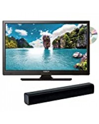 ANTARION Téléviseur HD DVD DVIX Slim LED 23,6" Tuner 4K + Barre de Son Compact Bluetooth