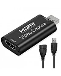 Aokeou Carte vidéo HDMI 1080p 30 fps pour streamer, enregistrer et partager - Carte vidéo USB 2.0 pour enregistrement vidéo en direct Dimension (L x W x H): 64x28x13 (mm) Noir