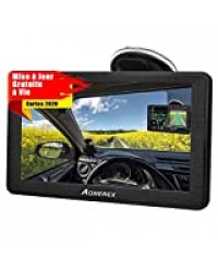 Aonerex GPS Voiture Auto Navigation 7 Pouces Écran Tactile Capacitif 52 Cartographie Europe Mise à Jour Gratuite à Vie avec Avertissement de Trafic Vocal et Rappel de Limite de Vitesse