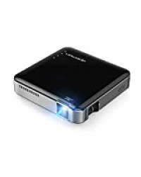 APEMAN Mini Projecteur DLP Portable HD Batterie Intégrée Rechargeable HDMI MHL Entrée Double Haut-Parleurs Stéréo LED Durée de Vie jusqu'à 25000 Heures (Noir)