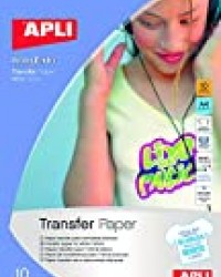 Apli 04128 Papiers Transfert T-Shirt blanc - 10 Feuilles - 210 x 297 mm - Jet d'encre