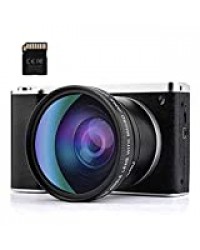 Appareil photo numérique 24 MP FHD 1080p compact pour la randonnée avec écran tactile LCD de 10,2 cm, zoom numérique 8x, objectif grand angle de poche min pour la photographie