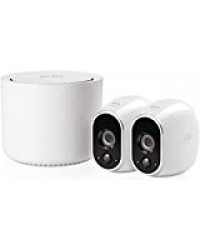 Arlo | Caméra de surveillance Wifi Sans fils, Pack de 2 HD Jour/Nuit Etanche IP65, Intérieur/Extérieur, Fixation Aimantée - Stockage gratuit dans le Cloud (VMS3230)