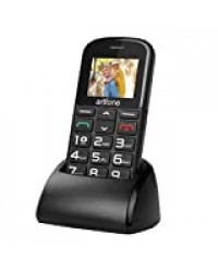 Artfone GSM Téléphone Portable Senior Débloqué avec Grandes Touches, Bouton SOS Dual-SIM, Appareil Photo, Lampe Torche et Station de Charge