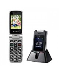 Artfone Téléphone Portable Senior à Clapet Debloqué GSM avec Grosses Touches, Bouton SOS, Double SIM, Écran 2,4 '', Haut Volume, Radio FM et Station de Charge, Téléphone 2G pour Personnes Âgées