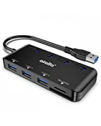 Atolla Hub USB 3.0 Multiprise, Multi Port USB Adaptateur avec Lecteur de Carte SD/TF/Micro SD pour Macbook/Notebook et Plus