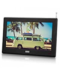 August DA100D Télévision Portable 10"(25,4cm) TNT HD - Téléviseur Enregistreur Écran LCD HDMI et AV Lecteur clé USB Multimédia - TV Analogique Alimentation Secteur piles AA Rechargeables ou Allume-Cigare