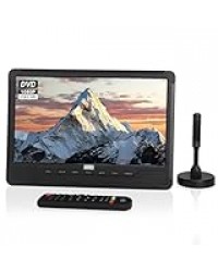 August TV Portable 10” avec Lecteur DVD Intégré DA383 - Enregistrement TV TNT HD DVB-T2 avec Batterie Rechargeable, CD/DVD/USB/Carte SD, HDMI, AV - Sortie Auxiliaire pour Caravane, Voyage et Maison