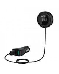 AUKEY Transmetteur FM Bluetooth 4.1 Émetteur sans Fil de Radio Chargeur USB de Voiture de Deux Ports avec LED Indicateur et Micro intégré, Appel Main Libre pour iPhone, Samsung, HTC