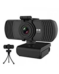 Aumdie Webcam 2K avec Microphone, Full HD 2K 1440P Caméra Web avec Cache Webcam Et trépied, USB 2.0 Plug & Play PC Web Caméra,pour Laptop,Computer,Appels Vidéo,Conférences,Live-Streaming