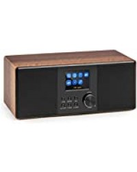 auna Connect 120 WN - Internet , numérique , WiFi , Lecteur réseau , Dab/Dab+/FM RDS , BT , USB MP3 , AUX , arrêt Automatique , TFT Couleur , réglage d'intensité , Heure , Bois , Noisette