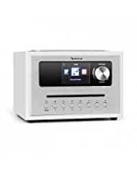 AUNA Silver Star Cube Radio - Radio WiFi avec Lecteur CD, Micro-chaîne, Tuner FM, Bluetooth, 10W RMS, Écran HCC 2,8", AUX, Appli de contrôle, Blanc