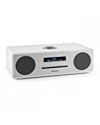 AUNA Stanford - Radio numérique, Tuner Dab+/FM, LED dimmable, RDS, Radio réveil, USB MP3, CD Slot-in, BT 3.0, réveil programmable, 2 entrées de Ligne, Bass Reflex, télécommande, Blanc