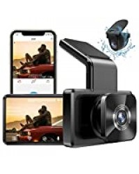 AUTOWOEL - Caméra embarquée Double Objectif avec WiFi et GPS, caméras Avant et arrière avec écran IPS 3 Pouces, dashcam Full HD 1 080 p, 310°, Vision Nocturne, WDR, G-Sensor, Enregistrement en Boucle