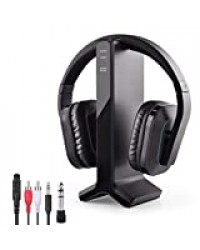 Avantree HT280 Casque sans Fil TV avec Station de Charge Emetteur RF 2.4G, Prise Optique numérique, Casque à Volume élevé Idéal pour Personnes âgées et malentendants, portée de 30m sans Latence