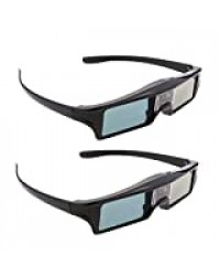 Baoblaze 2Pcs 3D Lunettes 3D DLP-Link Glasses Cinéma Compatible Optoma/BenQ TV