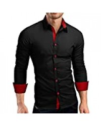 Barkoiesy Chemise à Manches Longues Homme Slim Fit Chemise T-Shirt Decontracte pour Le Quotidien Tops Décontractés Automne-Hiver Top Confortable Blouse Chemisiers Chic Tunique