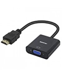 BENFEI Adaptateur HDMI vers VGA, HDMI vers VGA (mâle vers Femelle) pour Ordinateur, Bureau, Ordinateur Portable, PC, Moniteur, projecteur, HDTV, Chromebook, Raspberry Pi, Roku, Xbox et Plus - Noir