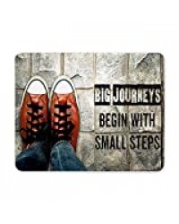 Big Journeys Commencez par de petites étapes Inspiration Quote Shoes on Street Rectangle Tapis de souris en caoutchouc antidérapant, tapis de souris de jeu Tapis de souris pour bureau domicile femme h