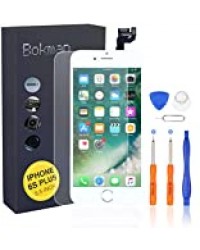 bokman Écran Tactile LCD pour iPhone 6s Plus Blanc Vitre LCD Ecran Assemblé avec Bouton Home, Capteur de Proximité, Écouteur, Caméra Frontale et Kit de Réparation