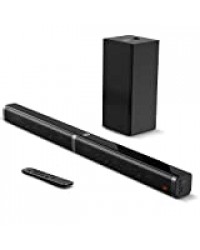 Bomaker Barre de Son 110 DB avec Subwoofer, TV Haut-Parleur, 100 W Soundbar 2.1 avec entrée Bluetooth 5.0/ Optique/AUX/USB/TF Card - Tapio V