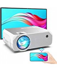 Bomaker Videoprojecteur WiFi, Full HD 1080P Supporté 6000 Wireless Screen Mirroring Projecteur, Native 720P Retroprojecteur HDMI Portable, 300'' Display Android /iOS /Ordinateur /PC /Windows 10-Blanc