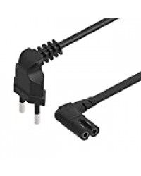 Câble d'alimentation 3m Noir EU Euro 2 Fiche Plug à Angle Droit C7 Figure 8 Cordon pour Samsung Philips Toshiba LG Sony Sharp Panasonic LED Flat TV Sky Box, Sky Plus + HD Box