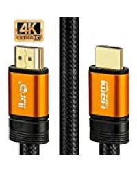 Câble HDMI 4K 2m - HDMI 2.0b 4K@60Hz Haute Vitesse par Ethernet en Nylon Tressé Supporte 3D/Retour Audio - IBRA Orange