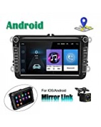 CAMECHO Autoradio Android pour VW Navigation GPS 8'' Écran Tactile capacitif Bluetooth Auto Radio Lecteur de Voiture stéréo WiFi FM Récepteur Double USB pour Golf Touran Jetta Siège Polo