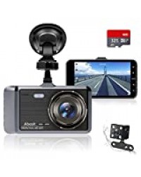 Caméra de Voiture, Abask Dashcam 4 Pouces Full HD 1080P Grand Angle 170° Vision Nocturne Avant Arrière Double Camera Voiture avec Capteur G, WDR, Enregistrement en Boucle, Détection de Mouvement