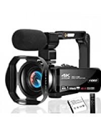 Camescope Caméscope Vidéo 4K Caméscope Caméra 48MP avec Microphone avec Ordinateur De Poche Et Capot