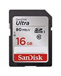 Carte Mémoire SDHC 16 Go SanDisk Ultra jusqu'à 80 Mo/s, Classe 10